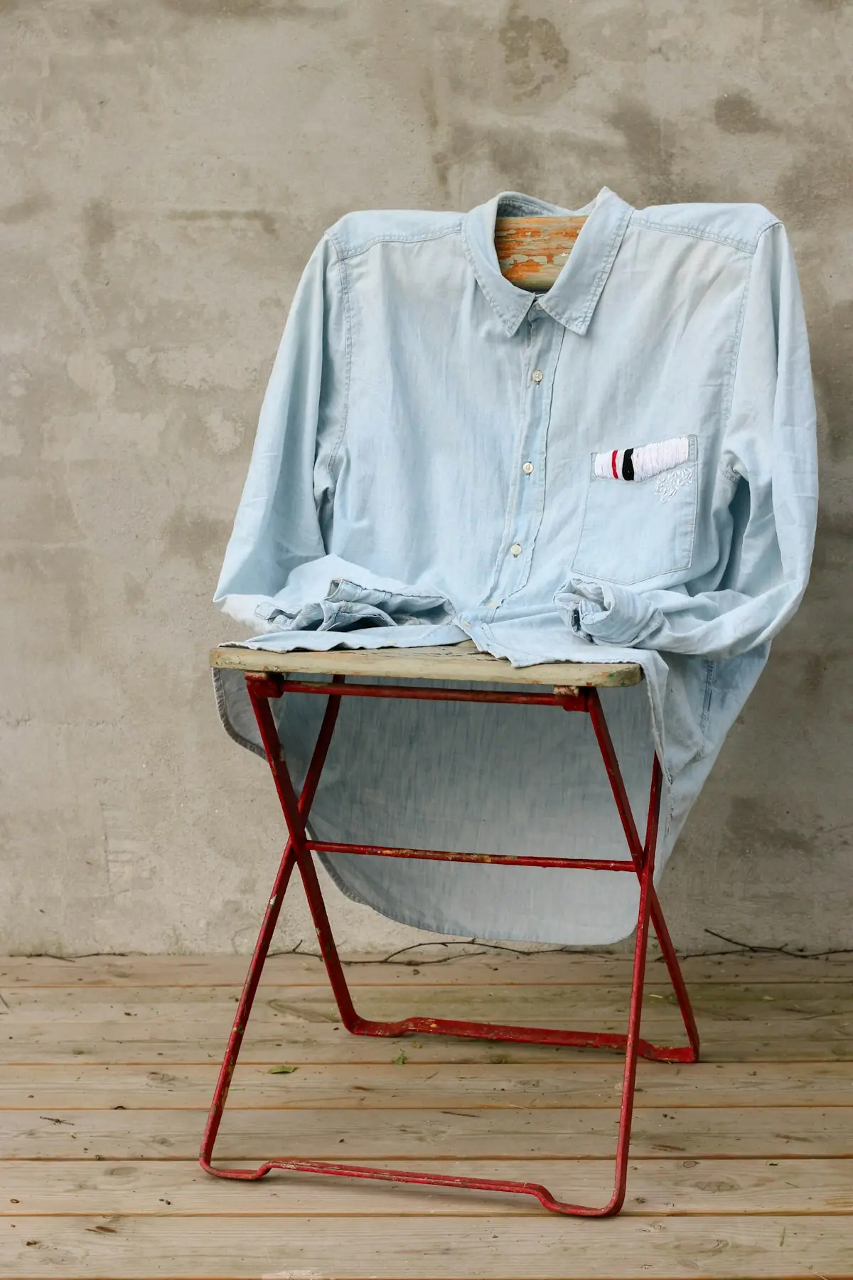 Folded garments in muted tones